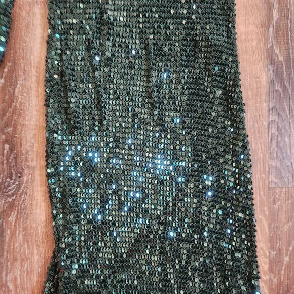 Retrofete Celeste Sequin Crochet Dress Green One Sleeve Slit Size XS/S - Picture 11 of 14